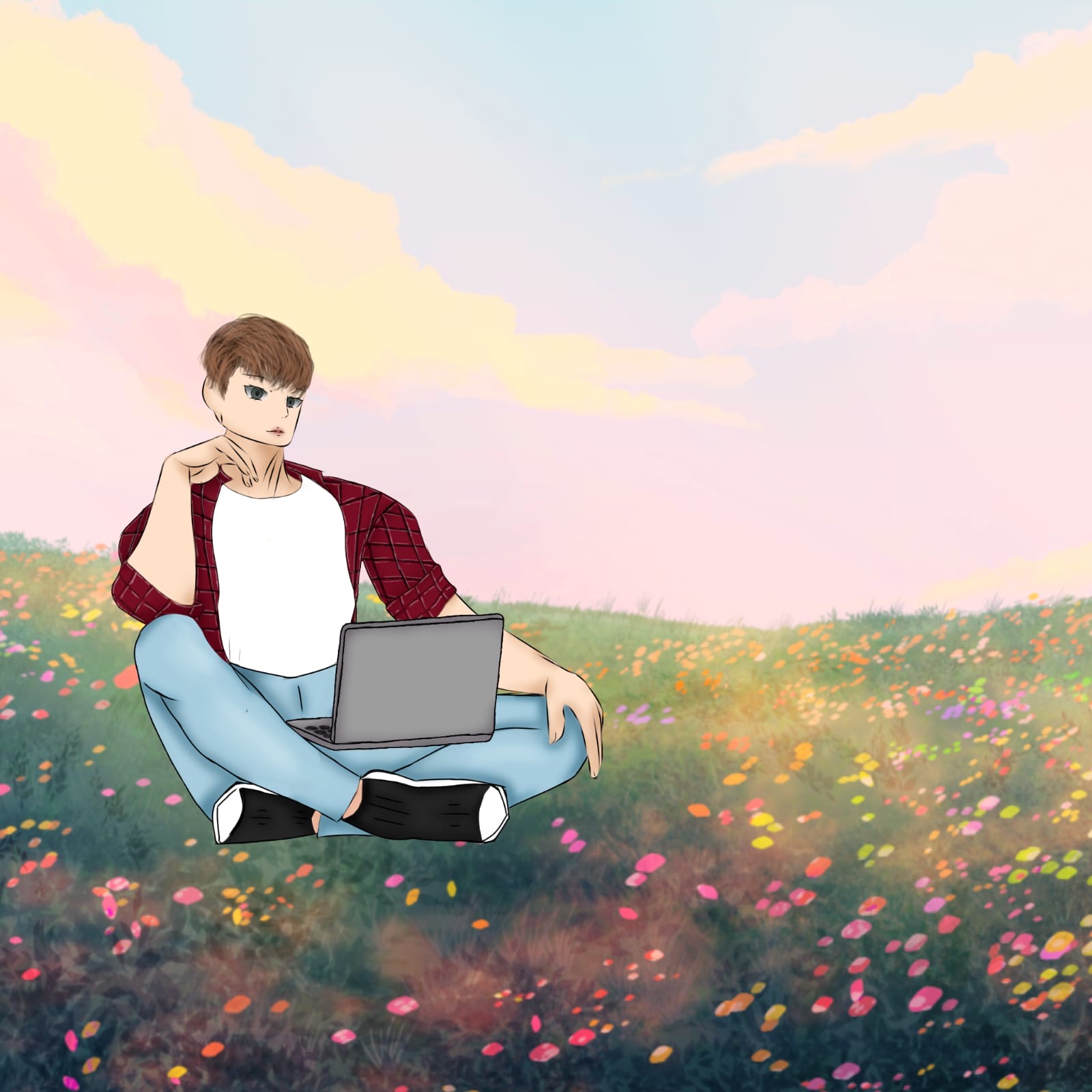 A person with a laptop